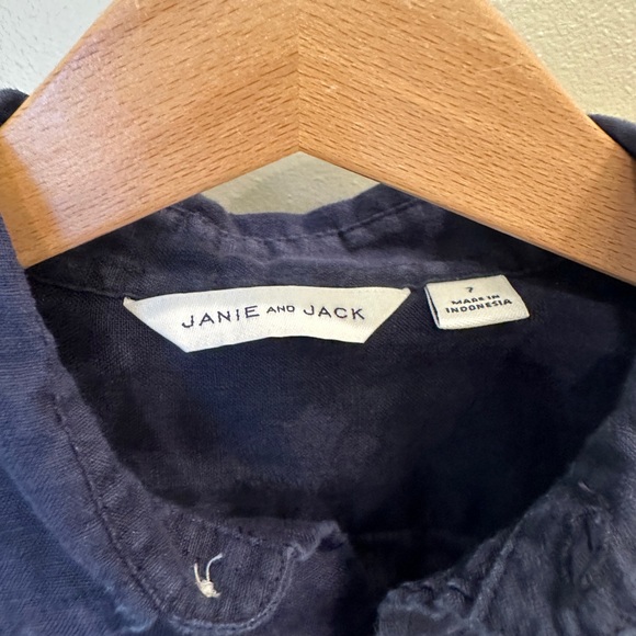 Janie and Jack linen Blue Button Down Shirt - Picture 3 of 4